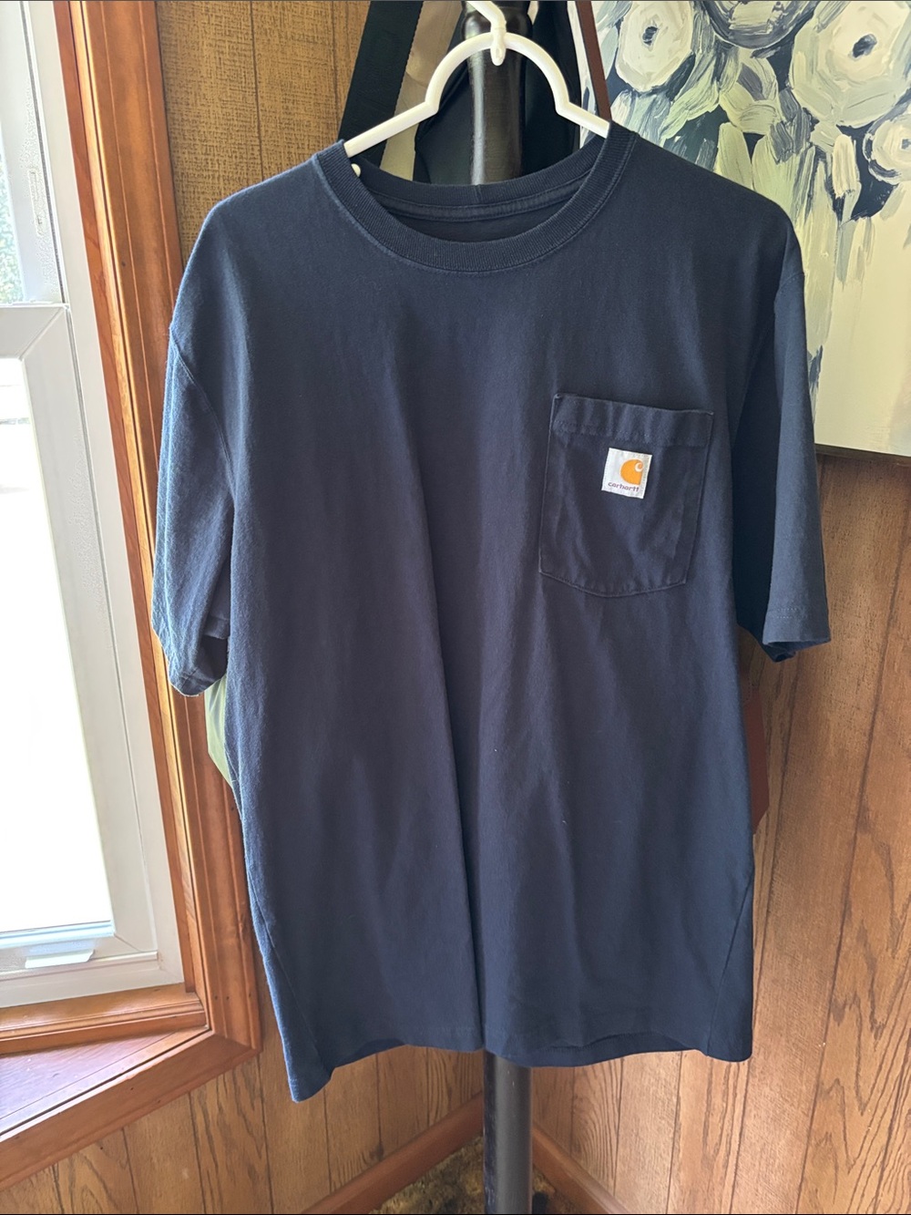 Carhartt Navy Short-Sleeve Pocket Tee with Logo Patch